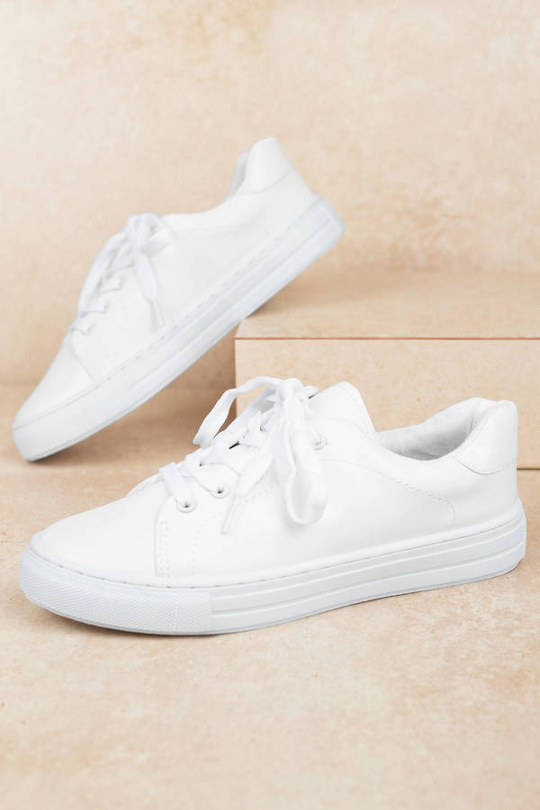 Wander Off Faux Leather Sneakers in White - $50 | Tobi US