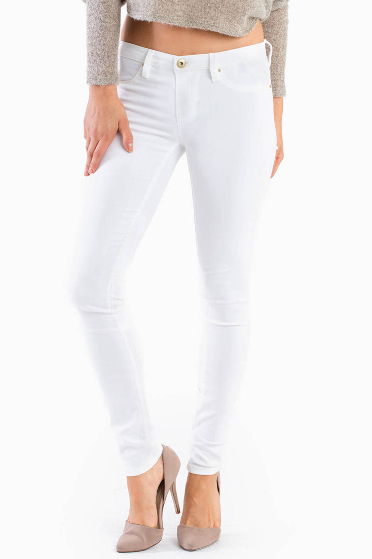 White Lines Skinny Jeans in White - $36 | Tobi US