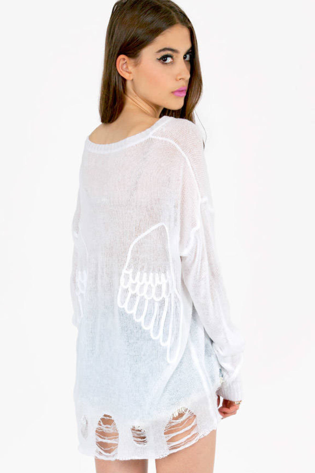 Wing It Sweater in White - $42 | Tobi US