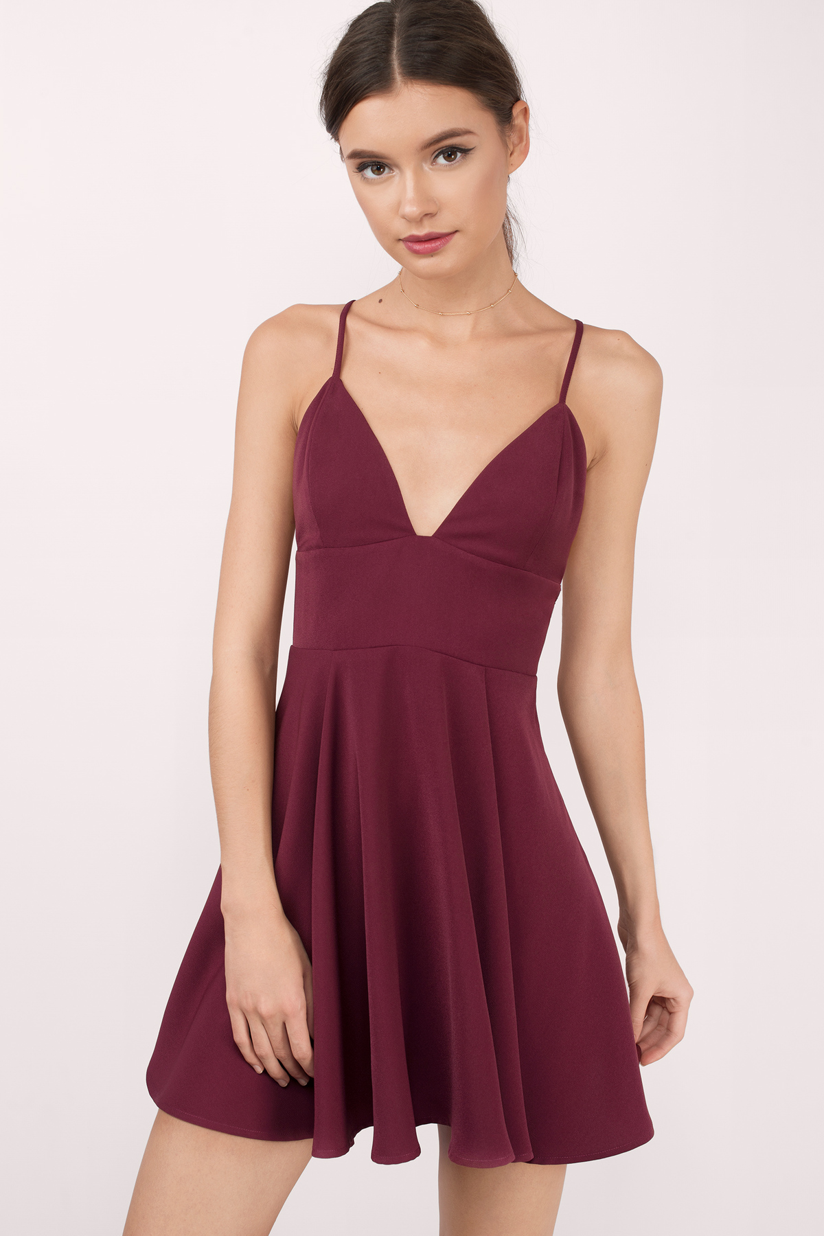 Strapped In Love Skater Dress in Wine - $88 | Tobi US