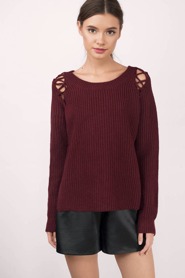 Wine Sweater - Red Sweater - Long Sleeve Sweater - $36 | Tobi US