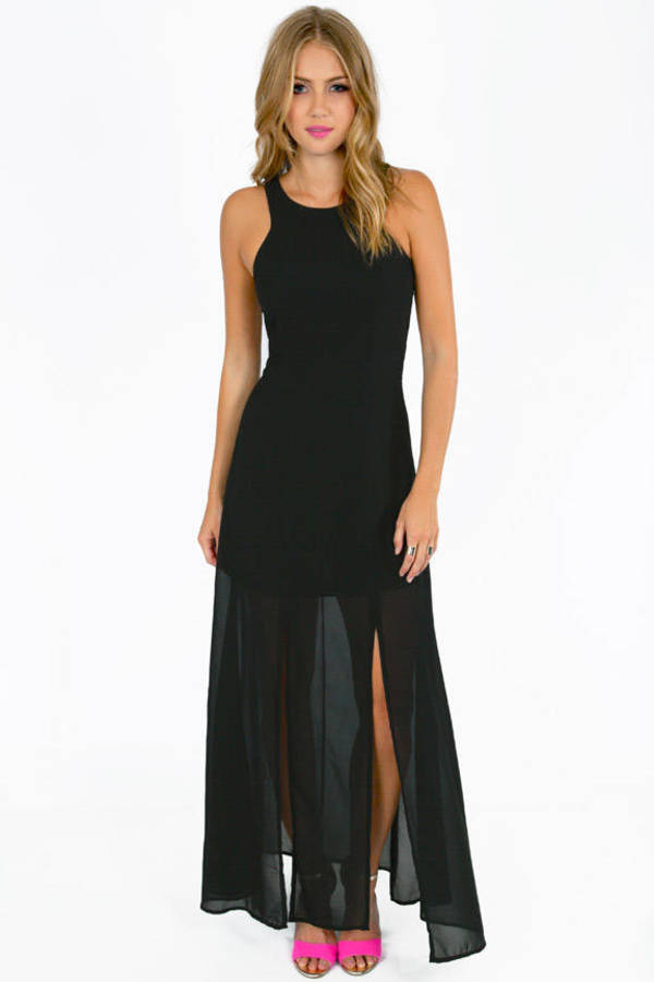 Alicia M Slit Maxi Dress in Black - $29 | Tobi US