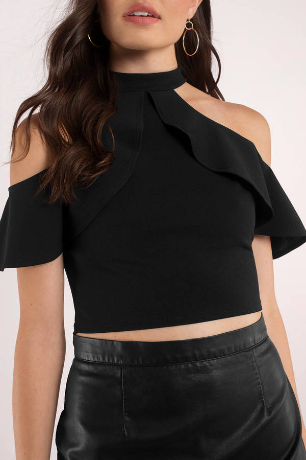 half shoulder black top