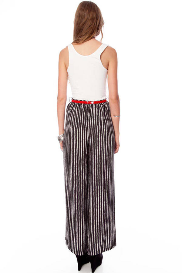 black and white line pants