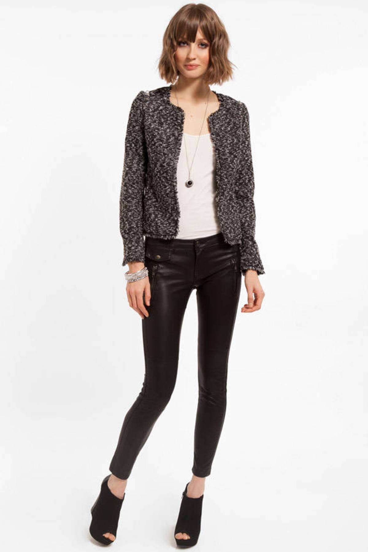 Tara Tweed Jacket in Black and White - $30 | Tobi US