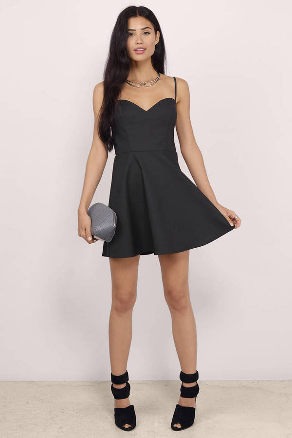 Sexy Black Skater Dress Strappy Bow Dress Skater Dress 12 Tobi Us