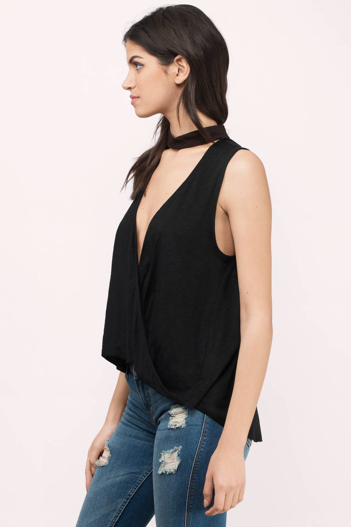 Bianca Twisted Choker Tee in Black - $40 | Tobi US