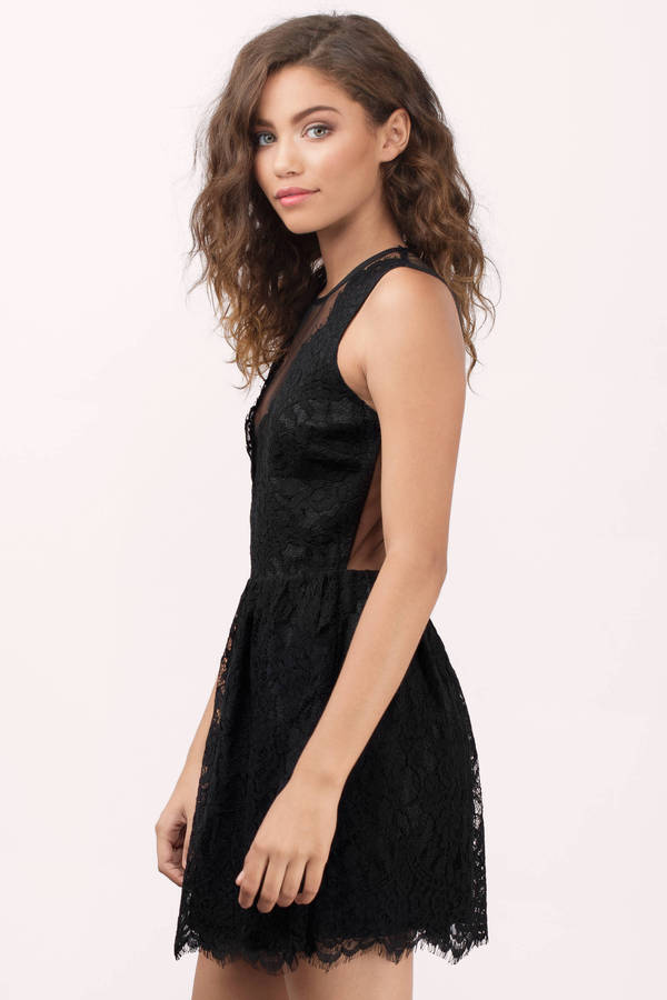 Black Skater Dress - Black Dress - Lace Dress - $18 | Tobi US
