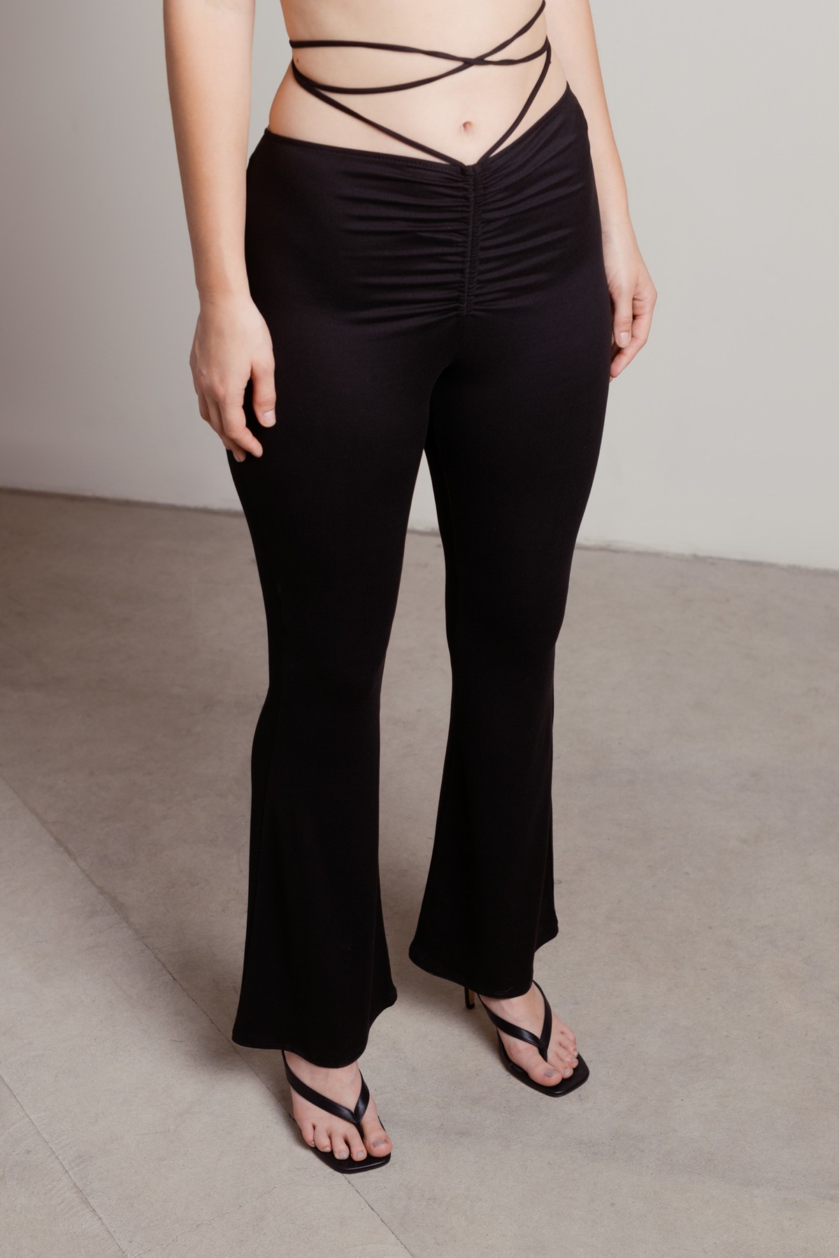 black tie waist pants