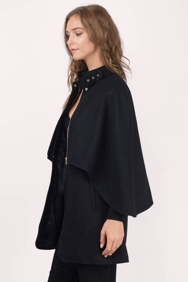 Cheap Black Coat - Black Coat - Cape Coat - Black Coat - $38 | Tobi US