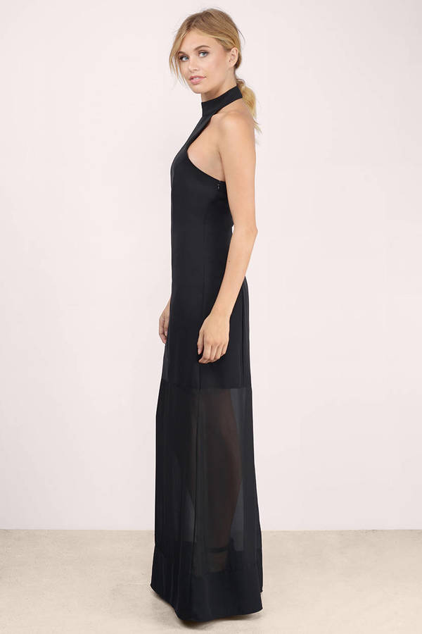 Emma Sheer Halter Maxi Dress in Black - $22 | Tobi US