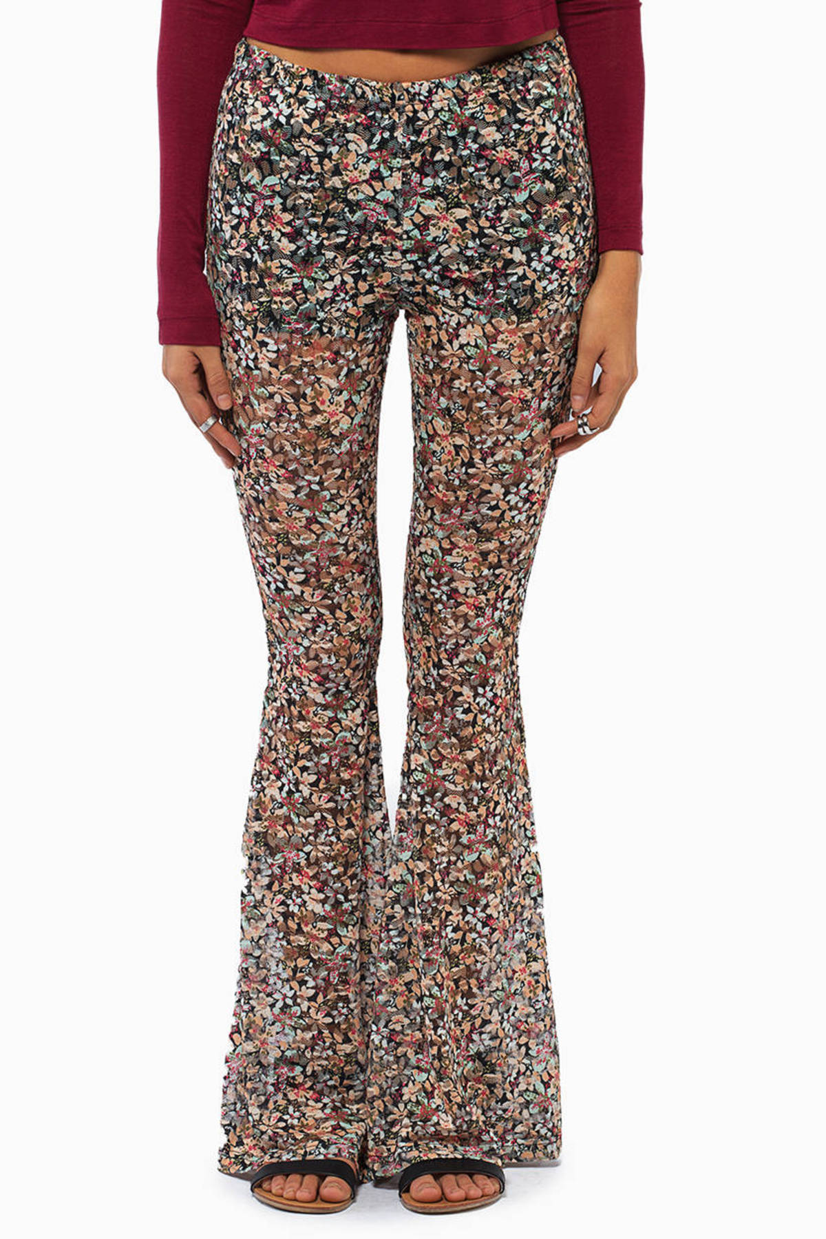 floral flared trousers