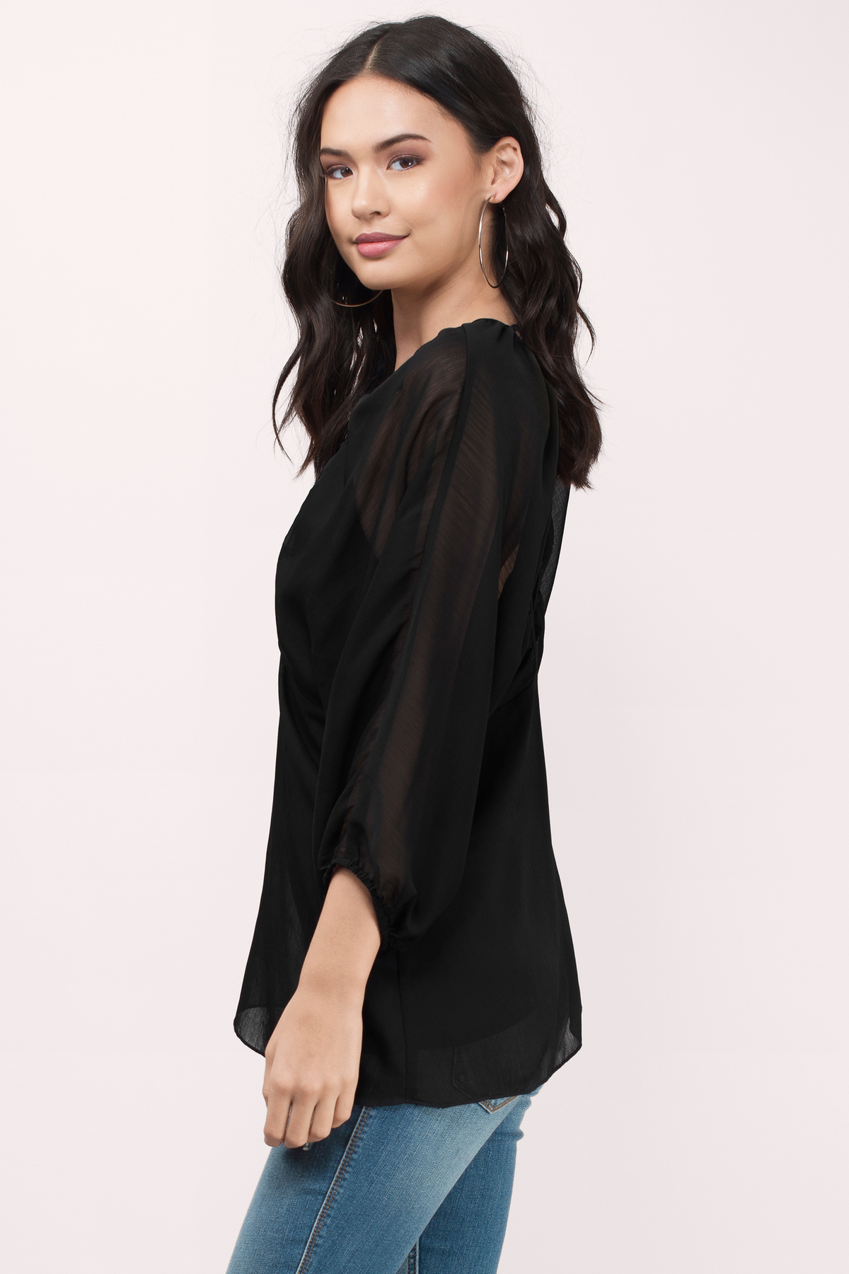 Blouses | Women's Chiffon Blouse, Black Blouse, Sheer Top | Tobi