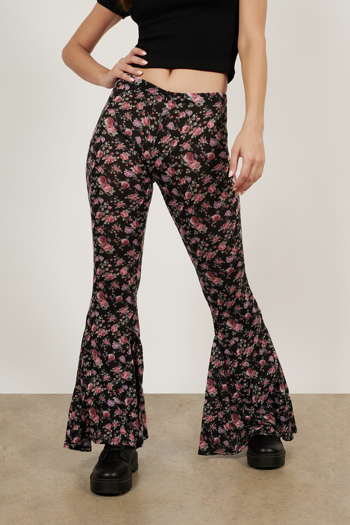 floral flared trousers