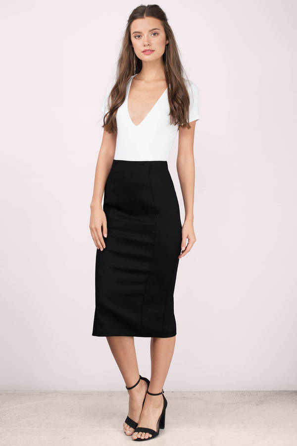 High waisted black midi pencil skirt shapes asos values