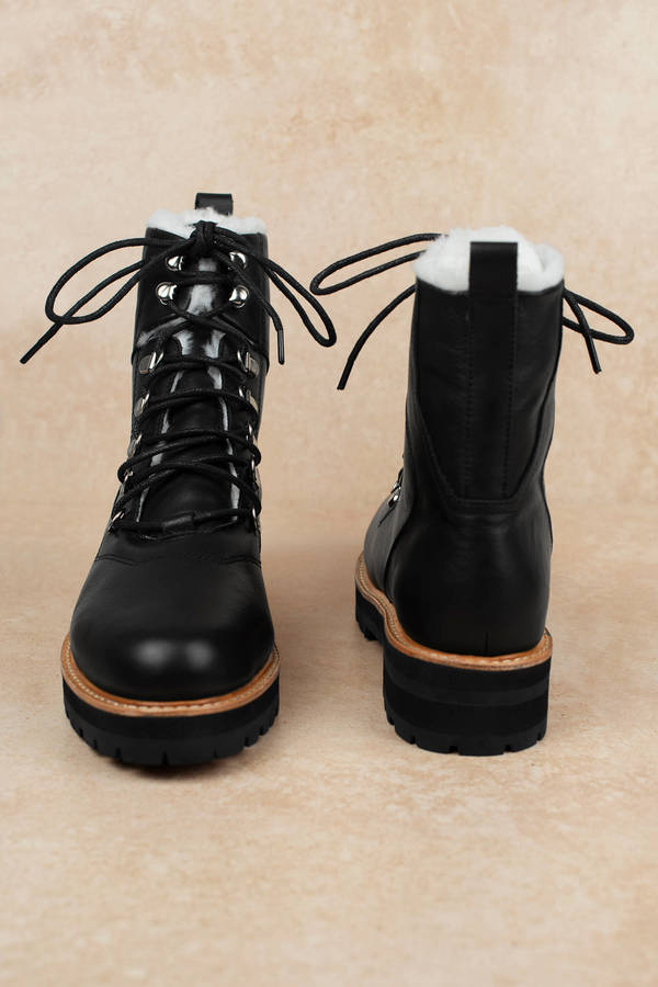 Black Sol Sana Boots - Lace Up Leather 