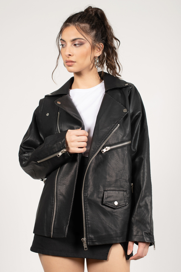 Hold Tight Oversized Faux Leather Jacket in Black - $99 | Tobi US