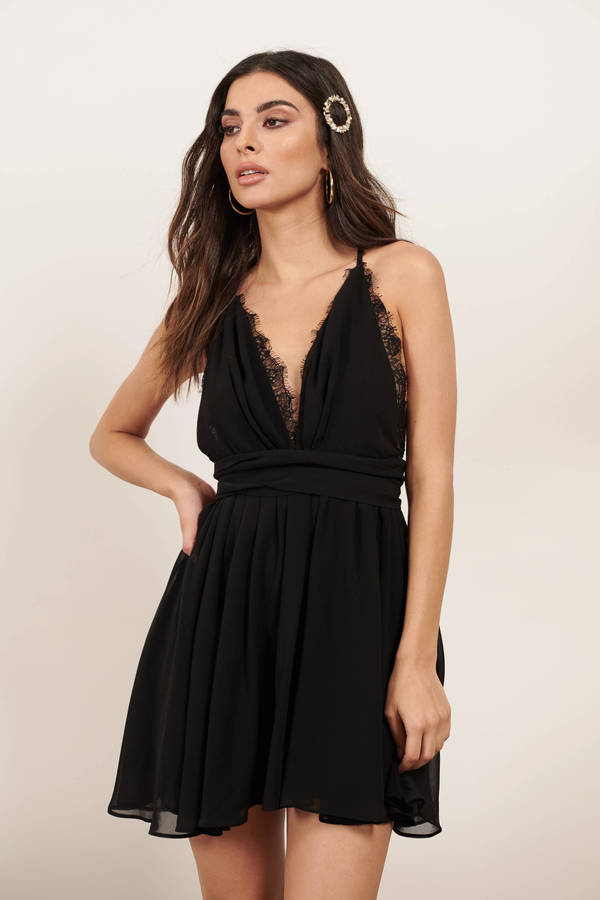 black lace and chiffon dress