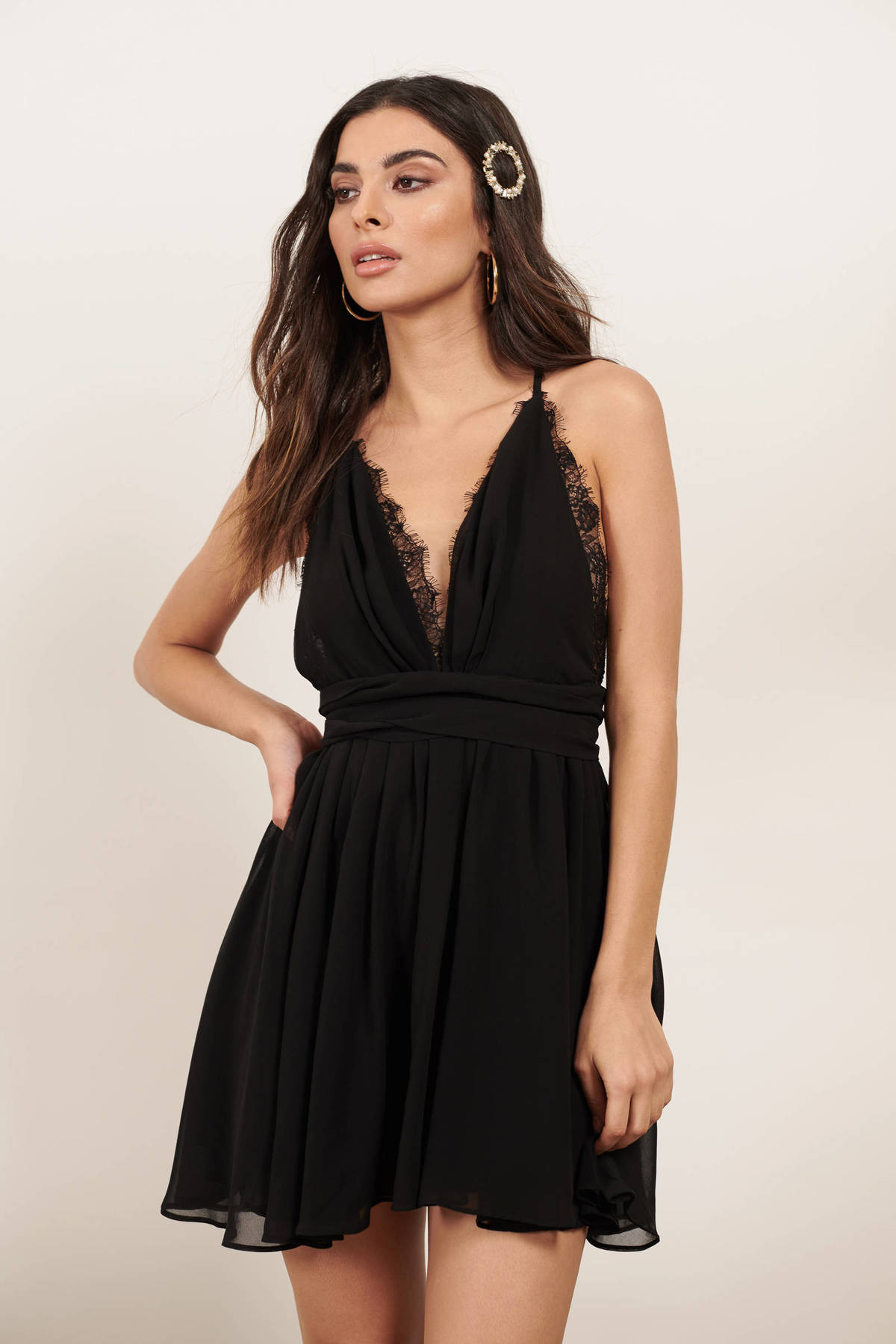 Jada Lace Chiffon Dress in Black - $59 | Tobi US