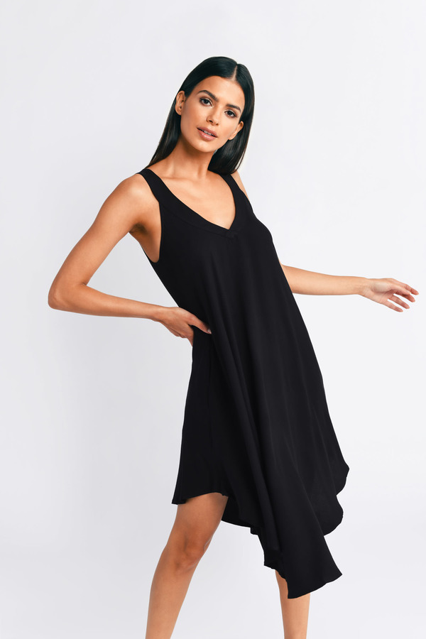 Cute Black Dress - Backless Dress - Black Trapeze Dress - Shift Dress ...