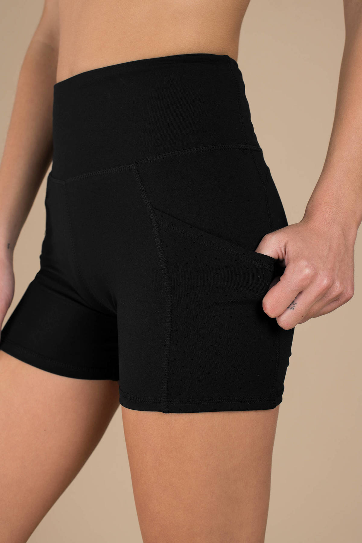 Jennie High Rise Spandex Shorts In Black - $19 | Tobi US