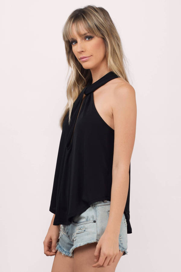 Knot About It High Neck Top in Black - $42 | Tobi US