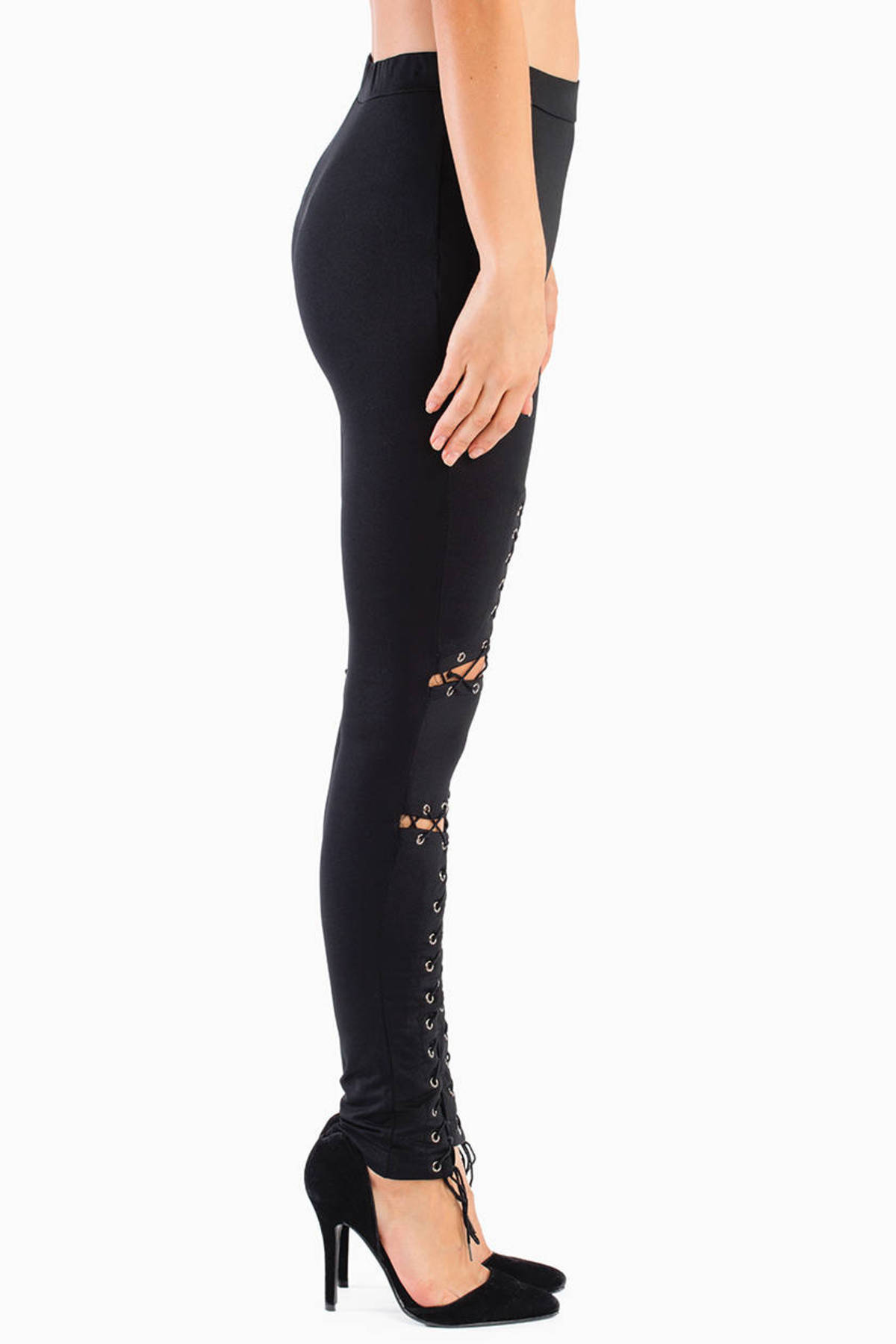 Lace Up Leggings In Black 58 Tobi Us 1046