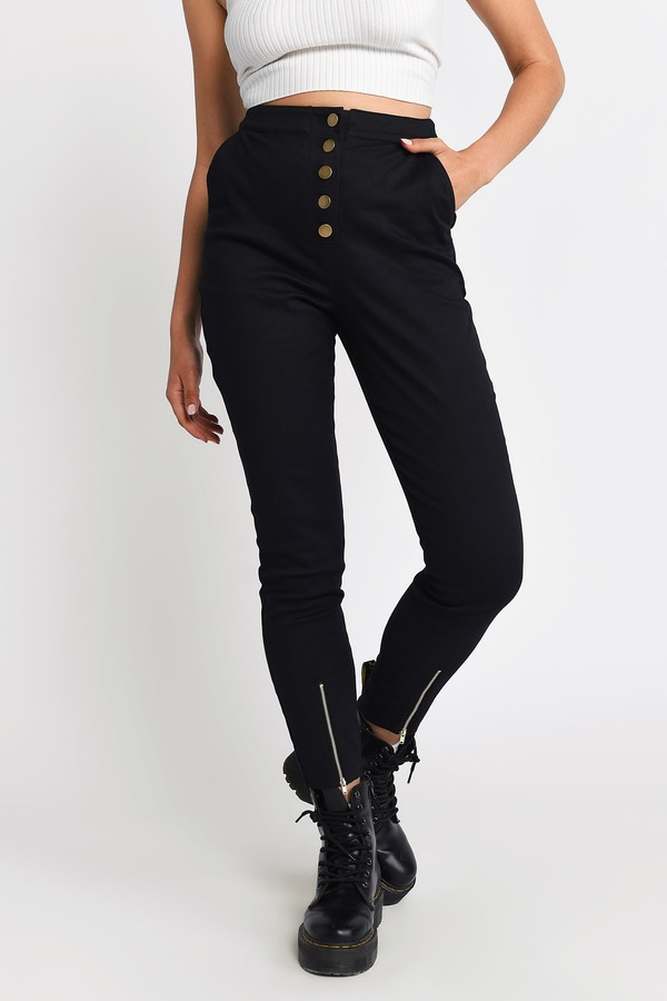 high waisted pants with zipper on the back