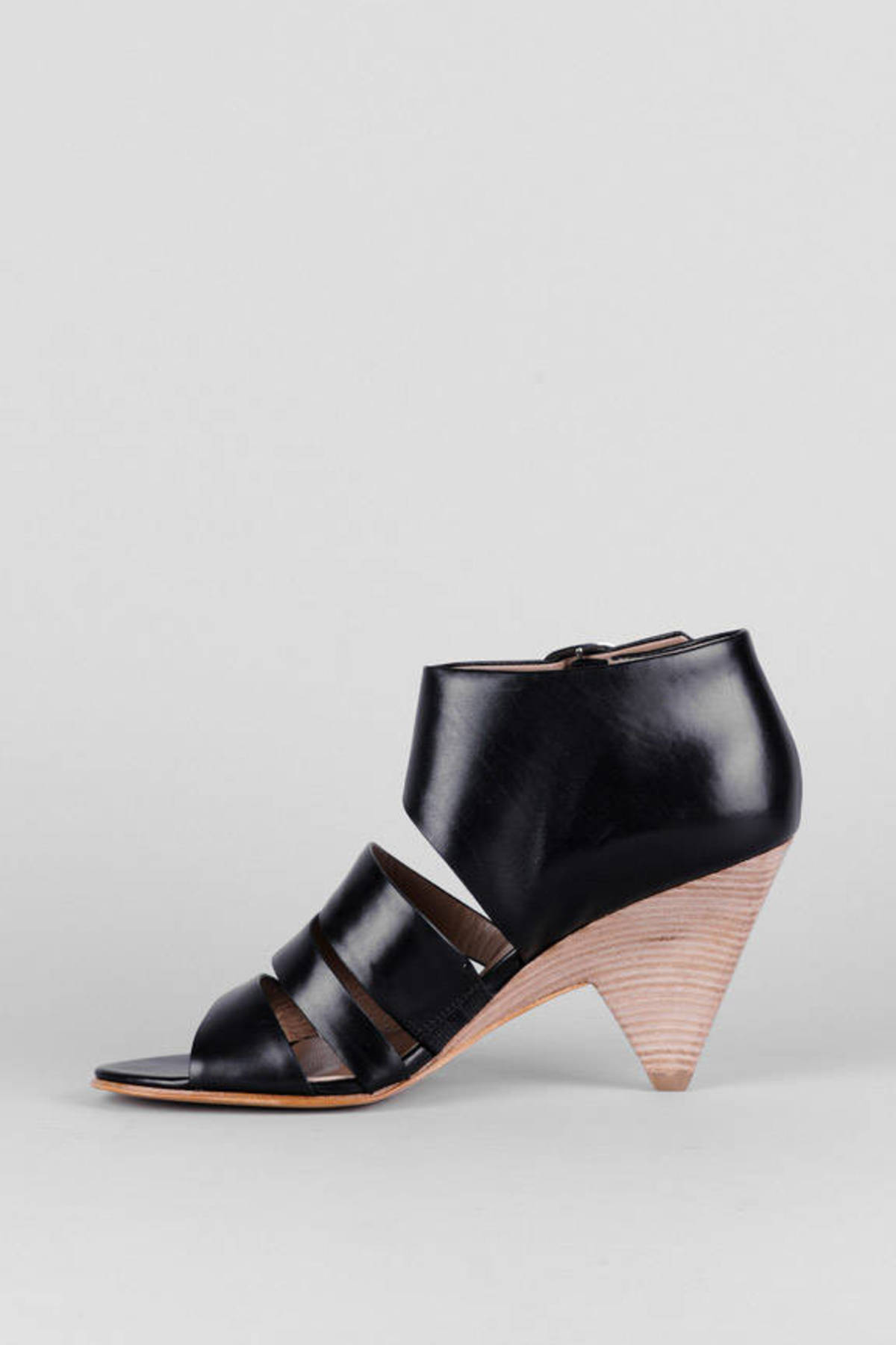 Asymmetrical Sandals in Black Leather - $79 | Tobi US