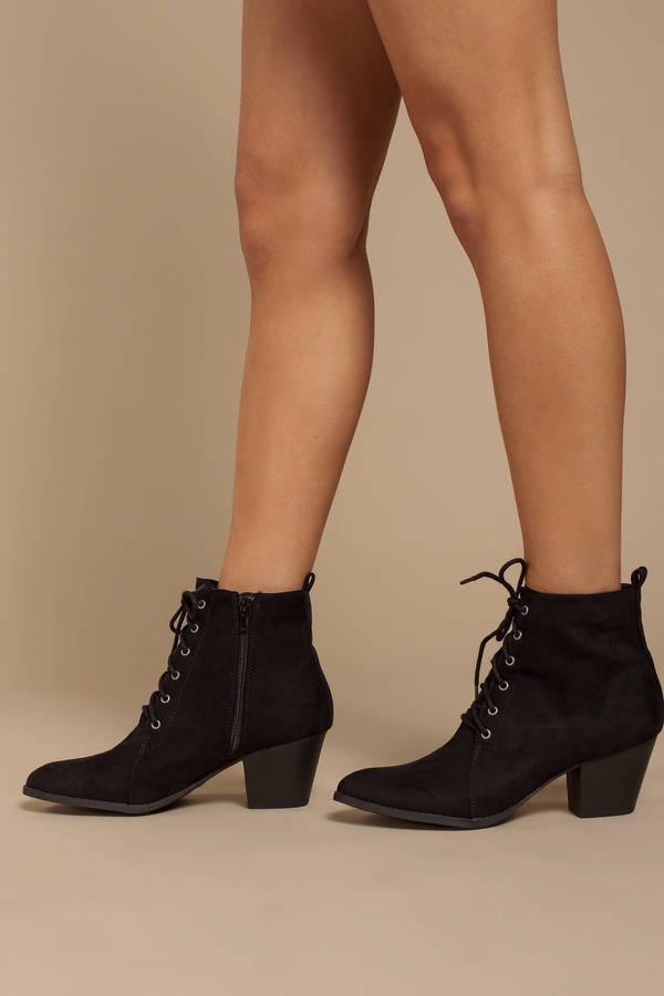 black suede lace up boots