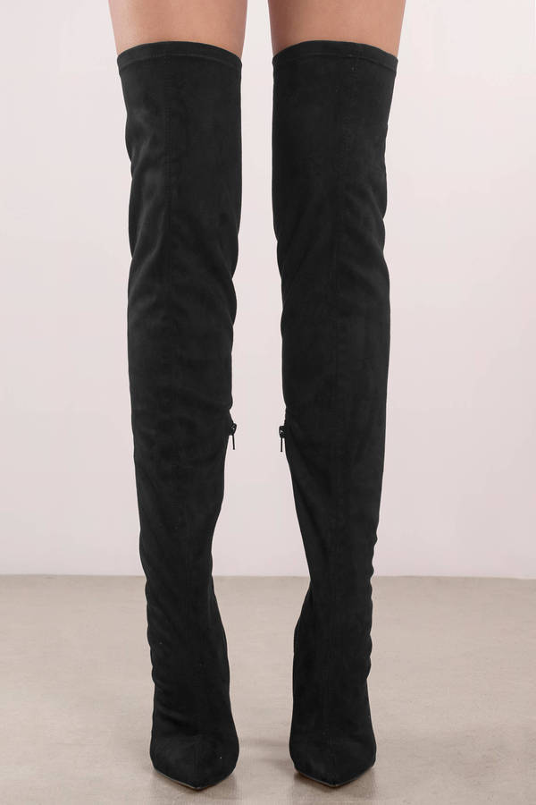 Missy Black Faux Suede Thigh High Boots - $47 | Tobi US