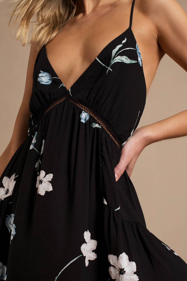 black floral corset swing dress