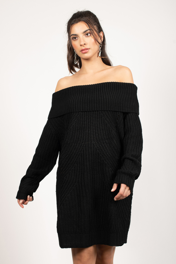 Cute Black Dress - Off Shoulder Dress - Long Sleeve Dress - $39 | Tobi US