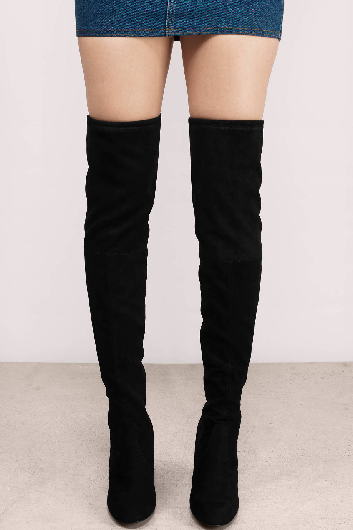 Norri Suede Knee High Boots in Black - $65 | Tobi US