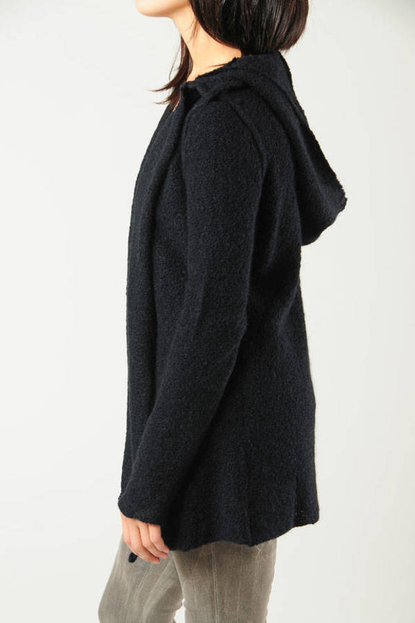 hooded open cardigan