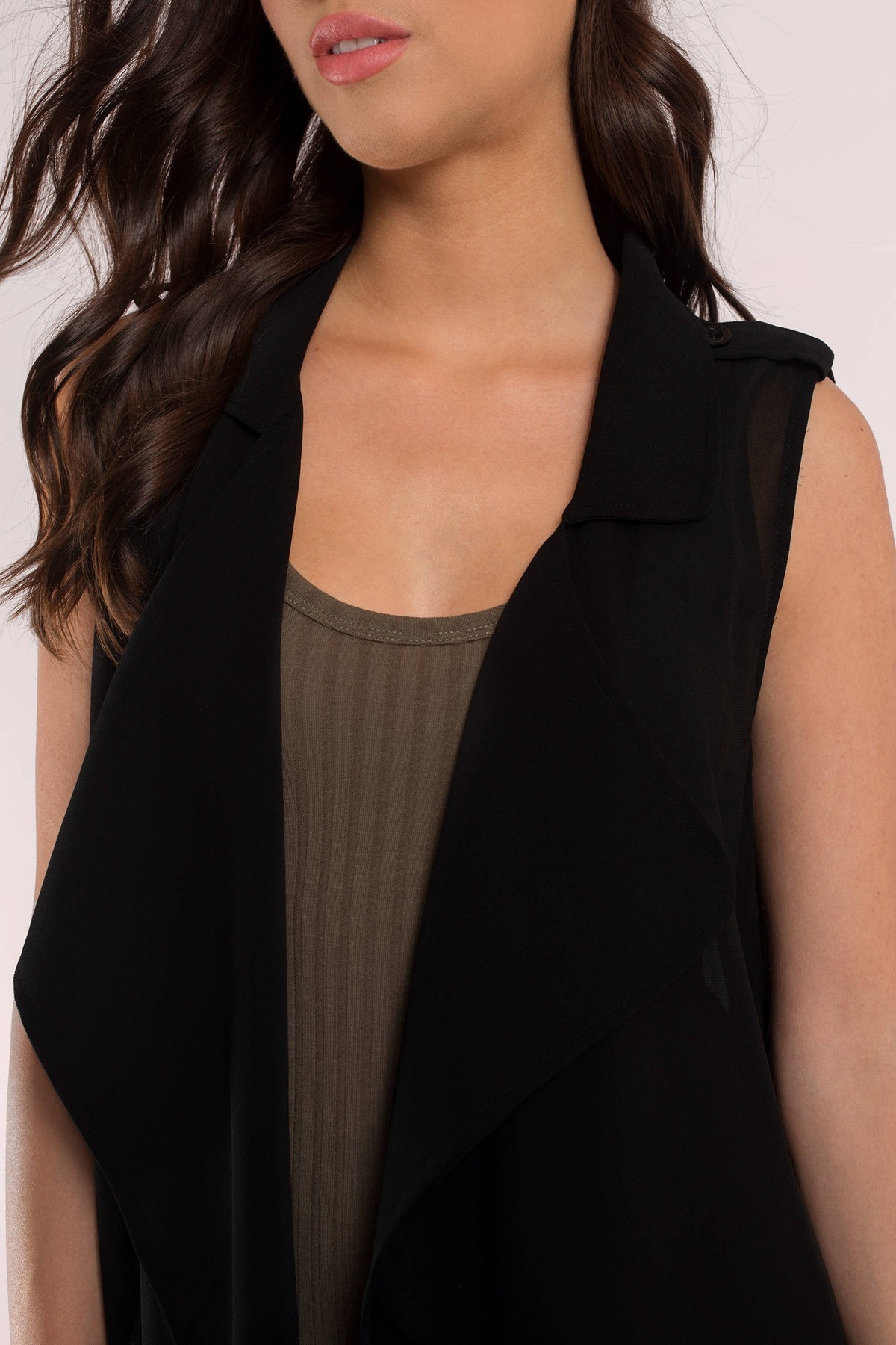 Tanya Sheer Vest Trench Jacket In Black Tobi Us