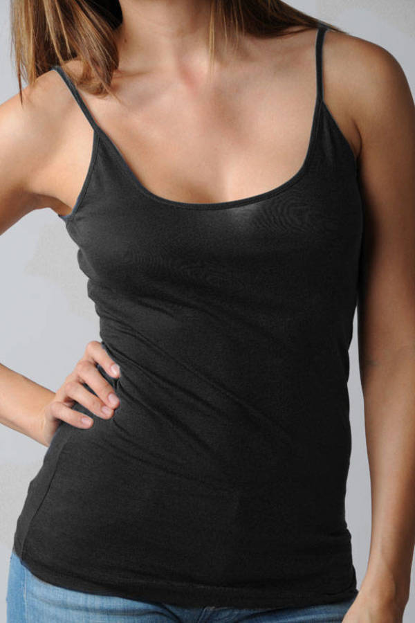 black tank top with white trim