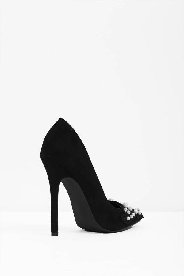 Cheap Black Heels - Pearl Embellished Heels - Black Heels - $41 | Tobi US