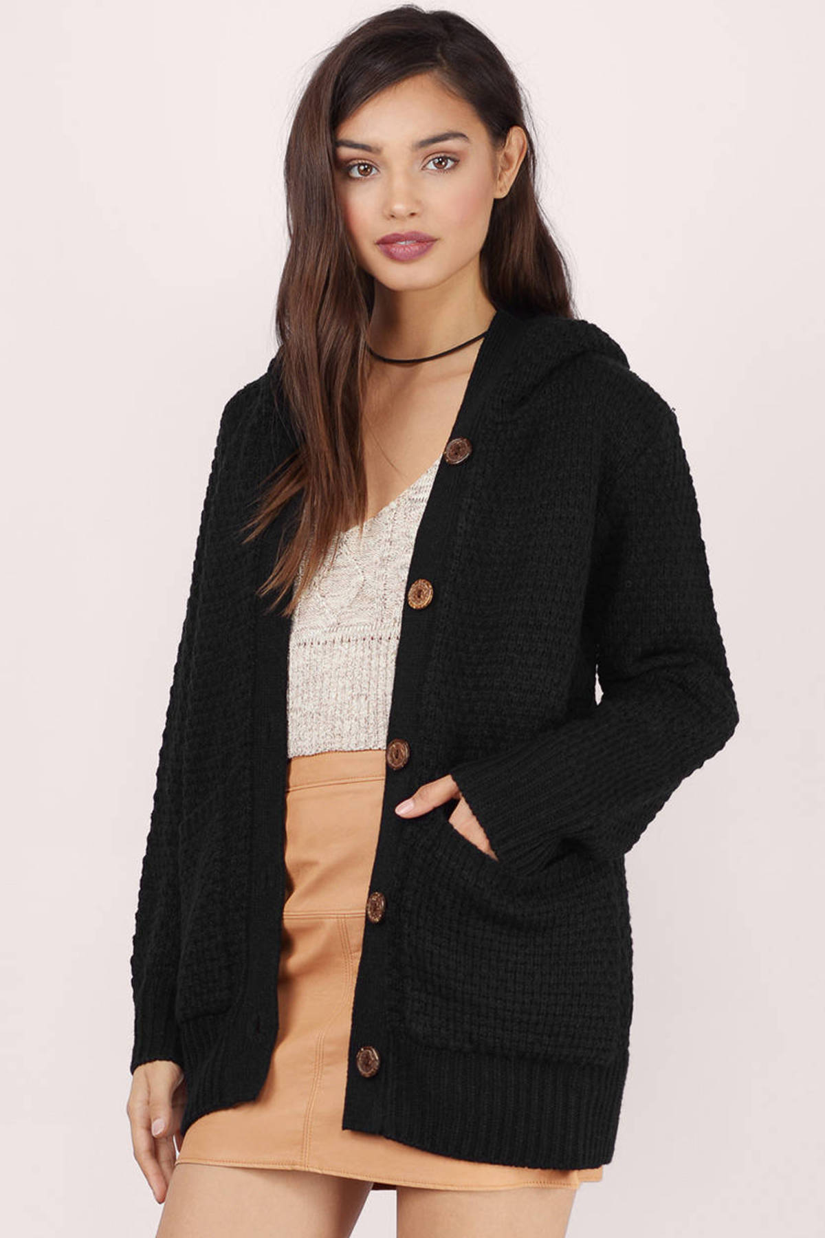 Warm Up Sherpa Lined Cardigan in Black - $18 | Tobi US