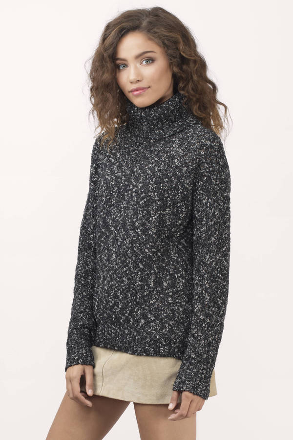 Black & White Sweater - Cowl Neck Sweater - Black & White Top ...