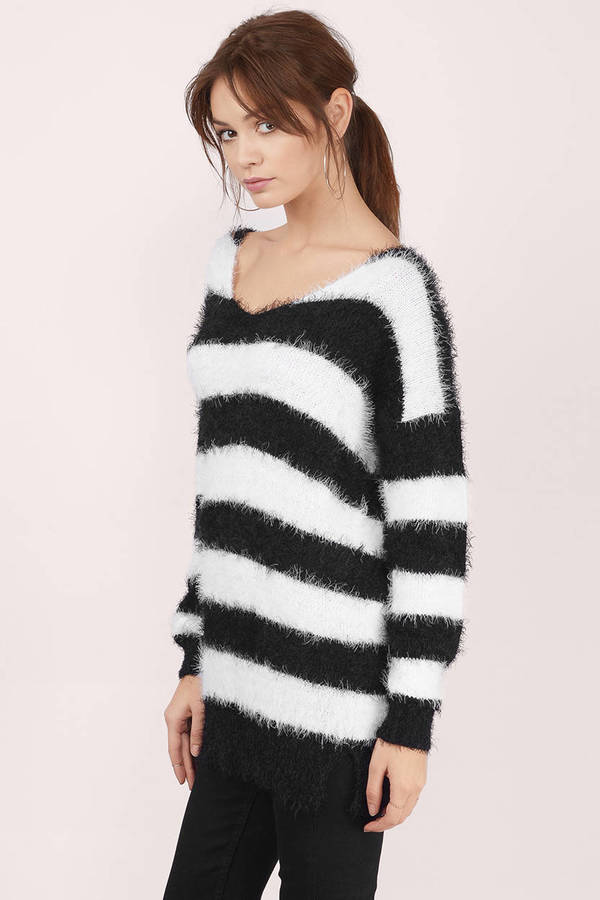 Black & White Sweater - Stripped Sweater - A Line Sweater - $16 ...