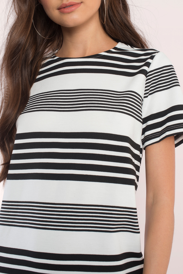 Black And White Dresses - Short- Striped- Going Out Party Dress - Tobi