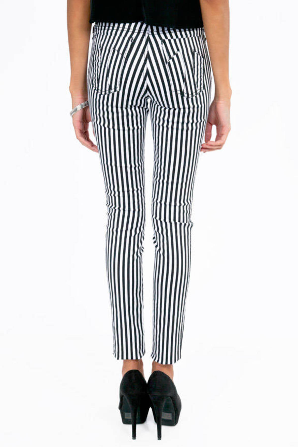 High Waisted Printed Jean in Black/White Stripe - $42 | Tobi US