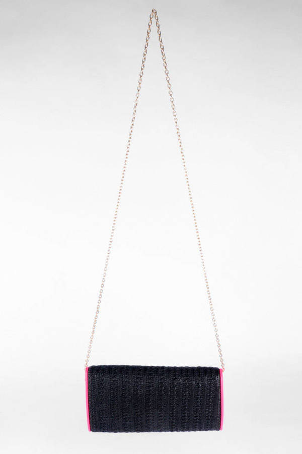 black woven clutch