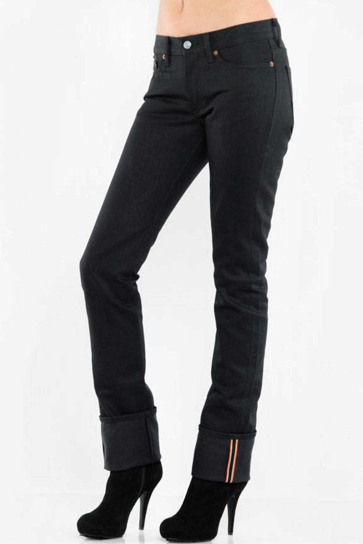 black straight leg jean