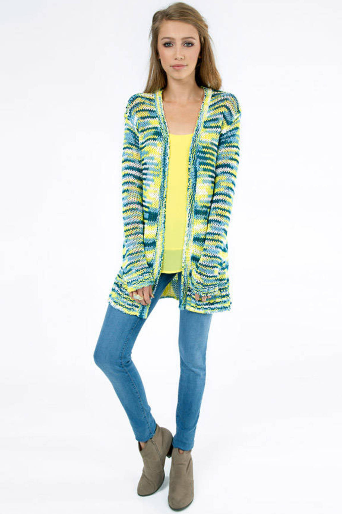 Outer Space Dye Knit Cardigan in Blue Multi 42 Tobi US