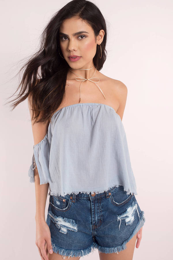 Blue Going Out Top - Off Shoulder Top - Blue Going Out Top - $19 | Tobi US