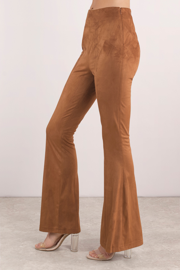 Camel Pants - Brown Pants - Flared Pants - Faux Suede Pants - $18 | Tobi US