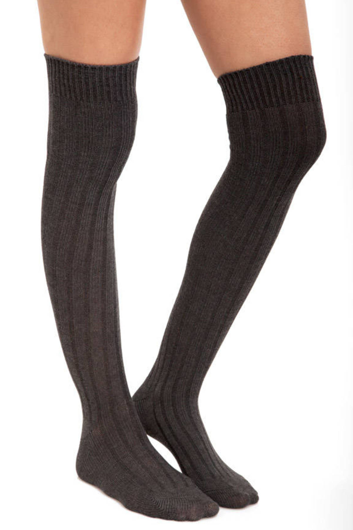 Overcast Thigh High Socks in Charcoal - $16 | Tobi US