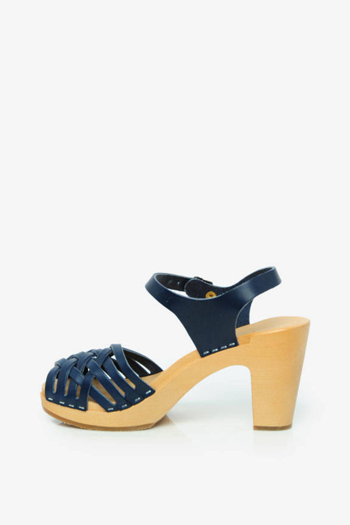 Braided High Sandal Clogs in Dark Blue - $167 | Tobi US